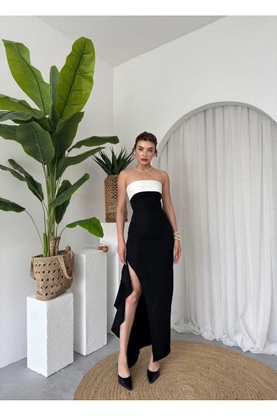 leyla sanat sanata yeni bir bakış açısı Leyla New Perspective on Art Art Terk Slit Detail Dress