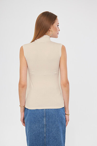 studio fashion 1988 Women's Black Turtleneck Zero Sleeve Premium Fabric Viscose Lycra Body