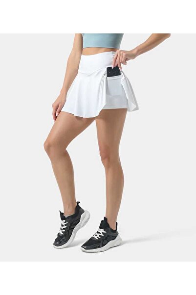 MEYASU Жіноча чорна еластична спідниця-шорти з плісированими складками