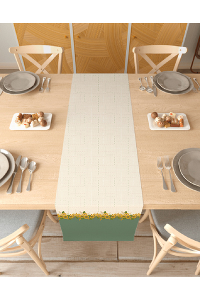 GREENDECOR Flower Bohemian Patterned Special Design Runner Digital Printed De...