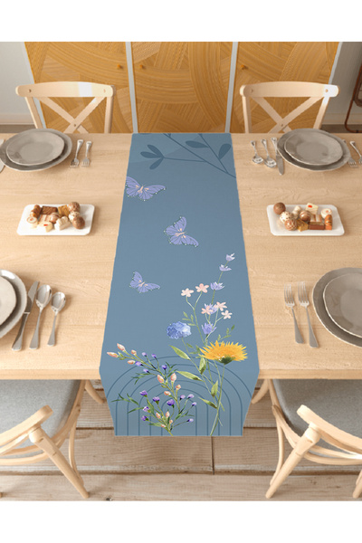GREENDECOR Flower Butterfly Bohemian Patterned Special Design Runner Digital ...