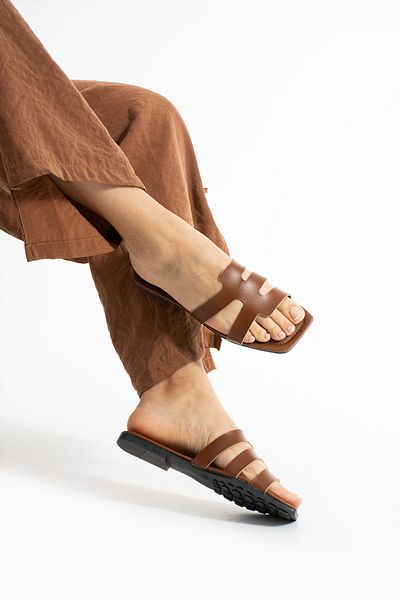 Moda Devrin Tan Piping Women's Slippers Home and Outdoor Slippers