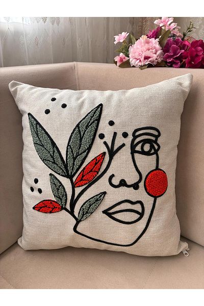 Mustgross Set de 2 huse de pernă din in brodat Bohemian Punch - 43x43 Cm