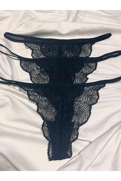 mendoza store Black Color Back Drawstring Panties 3 Pcs