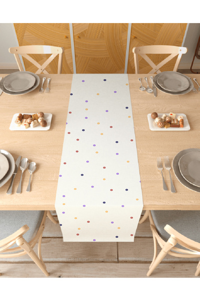 GREENDECOR Plain Pastel Bohemian Patterned Special Design Runner Digital Prin...