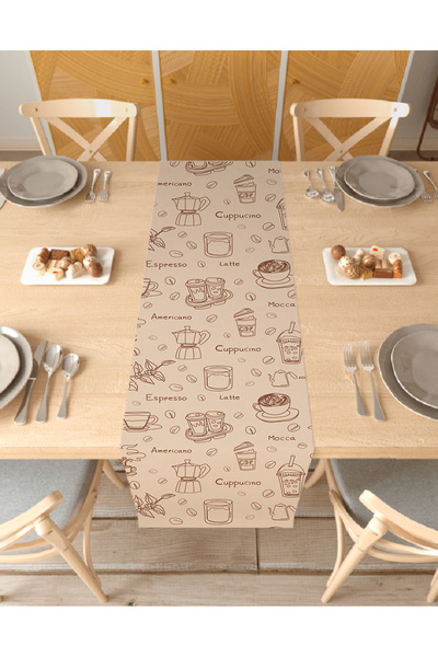 GREENDECOR Cafea Maro cu model boem Design special Față de masă decorativă im...