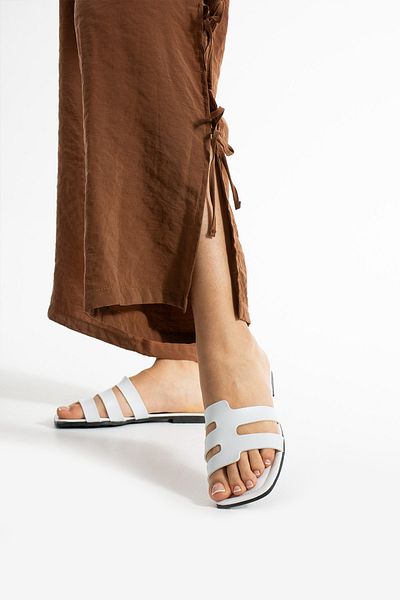 Moda Devrin White Piping Women's Slippers Home and Outdoor Slippers