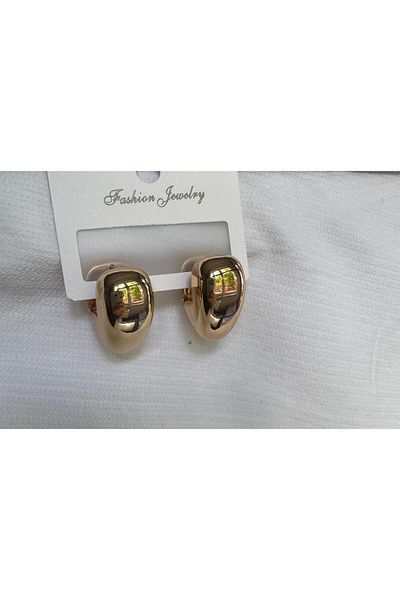 demirosa Gold Color Thick Heart Model Women's Earrings
