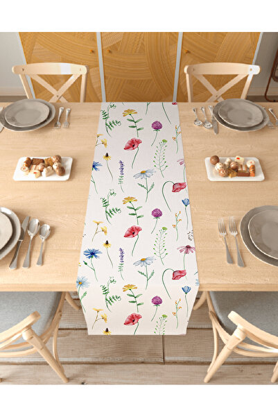 GREENDECOR Flower Bohemian Patterned Special Design Runner Digital Printed De...