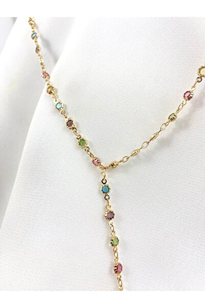 Liberta Aksesuar Çiçek Renkli Taş Y Çelik Kolye
