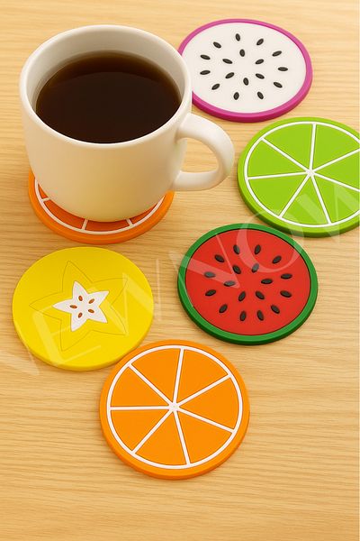 NEWNOW Silicone Trivet Fruit Design Coaster 5 Pieces