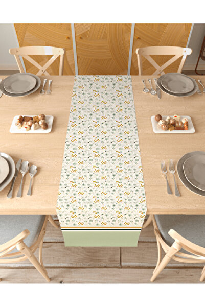 GREENDECOR Flower Bohemian Patterned Special Design Runner Digital Printed De...