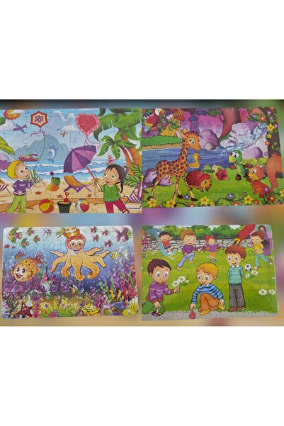 Orko Toys 4 Adet 42 Parça Puzzle Yapboz ilkokul Anaokulu Eğitici Oyun Bozyap 30 X 20 Cm