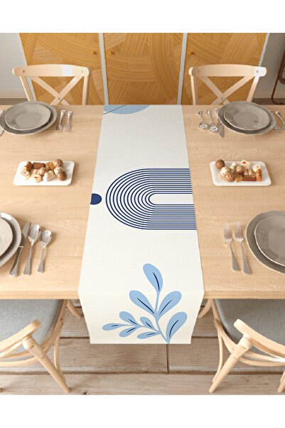 GREENDECOR Leaf Bohemian Patterned Special Design Runner Digital Printed Deco...