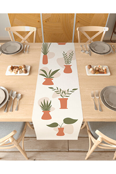 GREENDECOR مزهرية زهرة بوهيمية منقوشة بتصميم خاص مطبوعة مفرش طاولة بيج ديكور ...