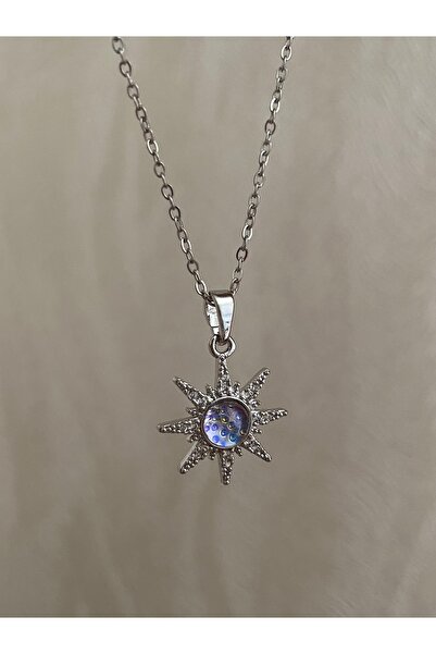Petek Collection قلادة نجمة القطب من الفولاذ مع حجر الأوبال (لون فضي)، هدية ر...