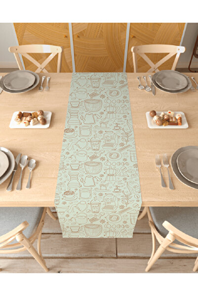 GREENDECOR Cafea Maro cu model boem Design special Față de masă decorativă im...