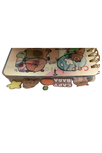 BalonKasaba Capybara Capybara Striped Notebook with Bookmark 3D Tv Notebook Cover Variable Feature Ring Binder Notebook Gift