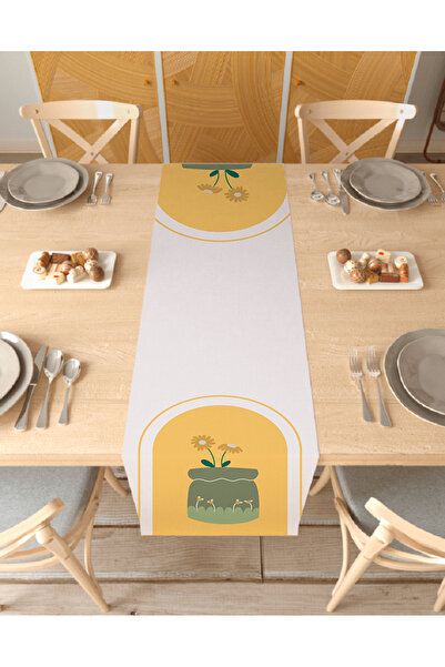 GREENDECOR مزهرية زهرة بوهيمية منقوشة بتصميم خاص مطبوعة مفرش طاولة بيج ديكور ...