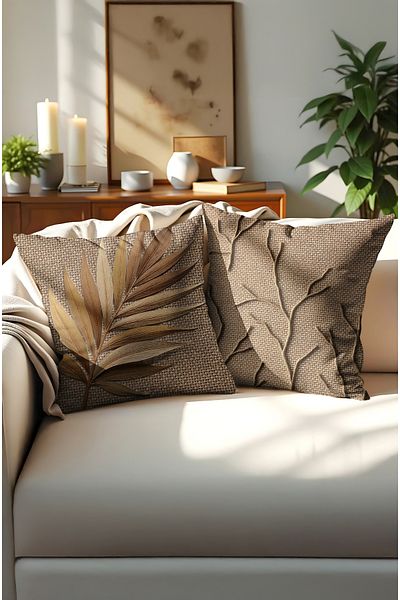 MUN HOME υφαντό κέντημα Ψηφιακή εμπριμέ ριχτάρι με μοτίβο. Κάλυμμα μαξιλαριού διπλής όψης με κρυφό φερμουάρ 2 τεμαχίων