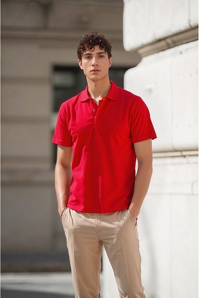 QKK Men's 100% Cotton Lacoste Fabric Regular Fit Polo Neck T-Shirt