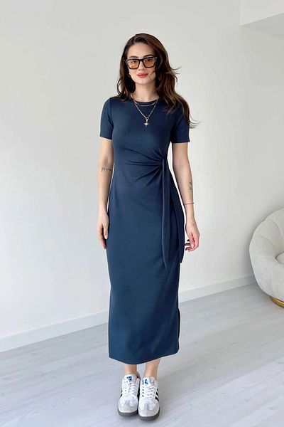 TrendyFashion Γυναικείο φόρεμα με λεπτομέρεια από ύφασμα Anthracite Modal με σχισμή