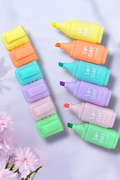 Piramit Kırtasiye Highlighter Mini Set of 6 Vibrant Colors with Ziplock Bag