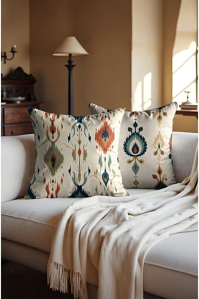 MUN HOME Digital Printed Patterned Throw Pillow Cover - Hidden Zipper on Two Sides