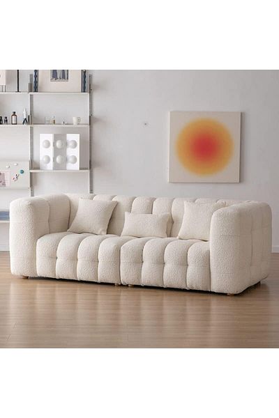 MAPLE HOME DECORATION Maple Home Lamb Fleece Sofa Set Modern Nordic Minimalist Style Sofa Long Bench Living Room