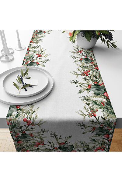 MUN HOME Dijital Baskılı 40X140 cm Kadife Runner Katlamalı Kenar Dikişli