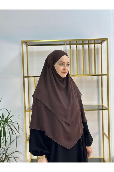 erasra class Hijab Chiffon Soufflé, Ready-Made Veil, Khımar, Hijab, Coffee