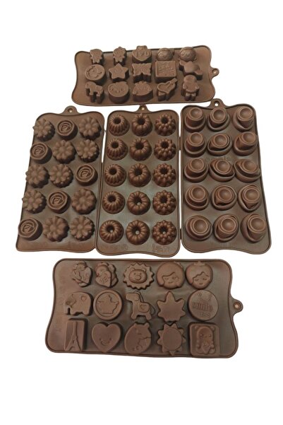 Brasoveanul Urias Set of 5 silicone molds for chocolate, candies, jellies or mini desserts - various models, 548COF-2