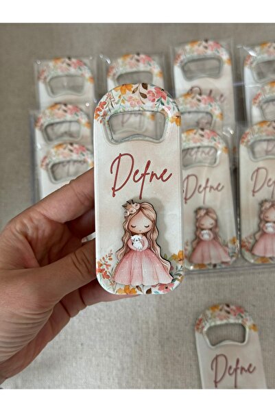 Baykuş Craft Mimarlık 3 Boyutlu Kabartmalı Yeni Doğan Mevlit Hediyelik Bebek Açacak Magnet-Pembe Prenses Kız-20 Adet
