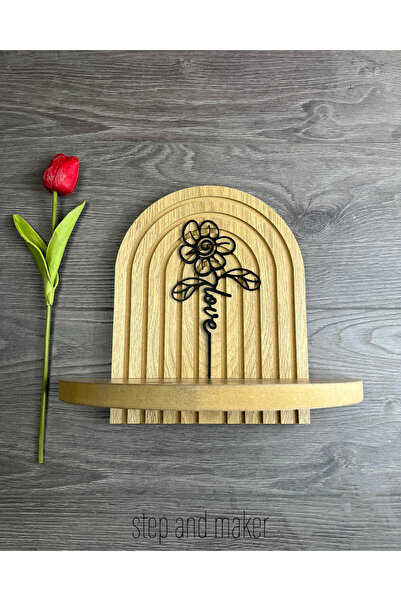 Step and Maker Ahşap Meşe Dekoratif Süslemeli Duvar rafı