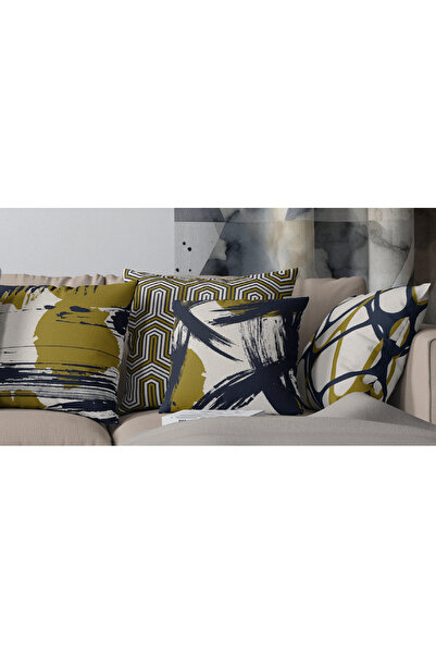 MUN HOME Set de 4 huse de pernă cu fermoar ascuns, imprimat digital pe două f...