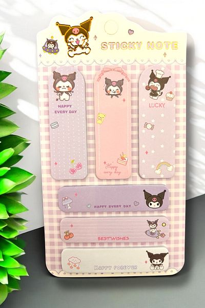Piramit Kırtasiye Cute Postit Sticky Note Set with Kuromi Figure Sanrio Postit