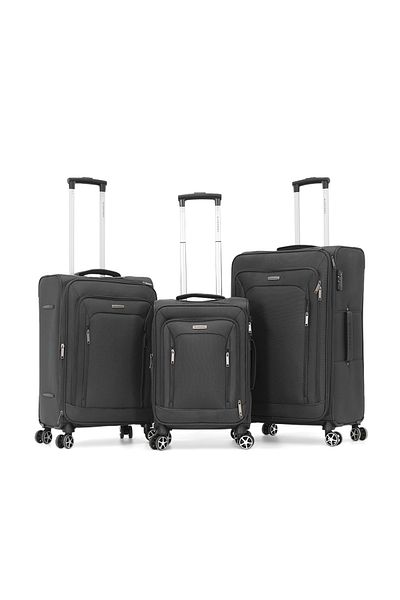 Giordano Softside Luggage set of 3 pieces with Double Spinner Wheels and TSA Lock