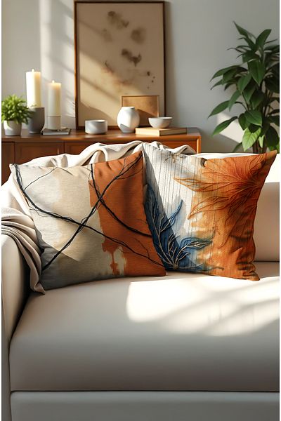 MUN HOME Husă decorativă imprimată digitală |   Pachet de 2 cu fermoar ascuns cu două fețe