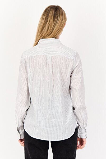 GAP Women Spread Collar Stripe Long Sleeve Shirt, Multicolor