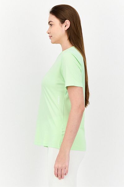 adidas Women Tech Fit Brand Logo Short Sleeves Training T-Shirt, Apple Green
