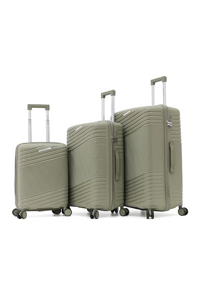 Giordano 3-Piece Polypropylene Luggage Set,, with Double Spinner Wheels