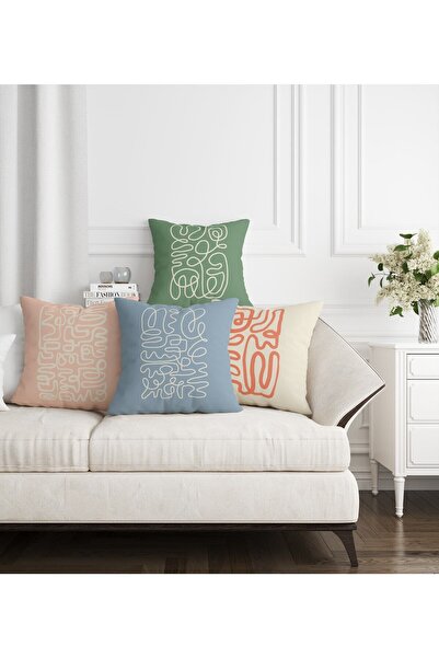 MUN HOME Set de huse de pernă de 4 pi cu fermoar ascuns cu imprimeu digital pe două fețe