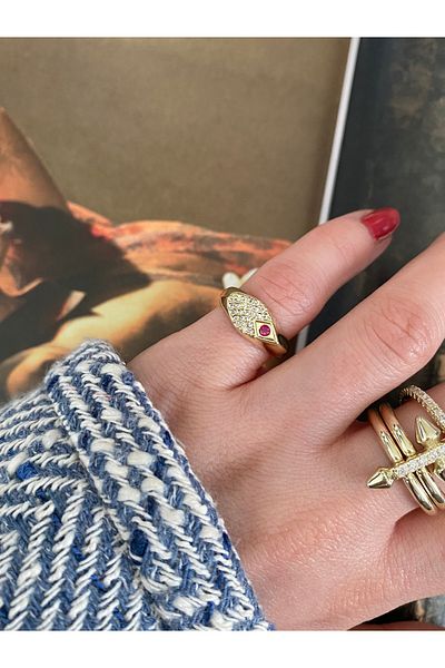 Pinery Jewels Single Stone Pinky Finger Adjustable Women's Ring
