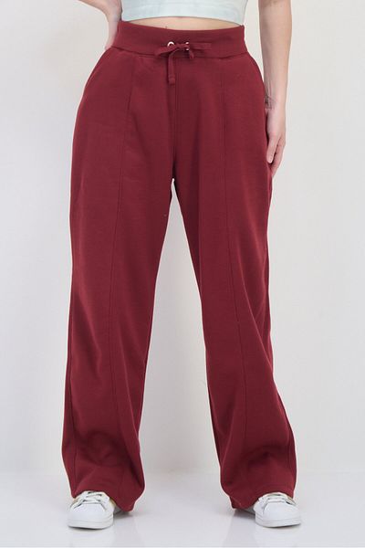 BSP Women Sportswear Fit Solid Outdoor Sweatpants, Burgundy