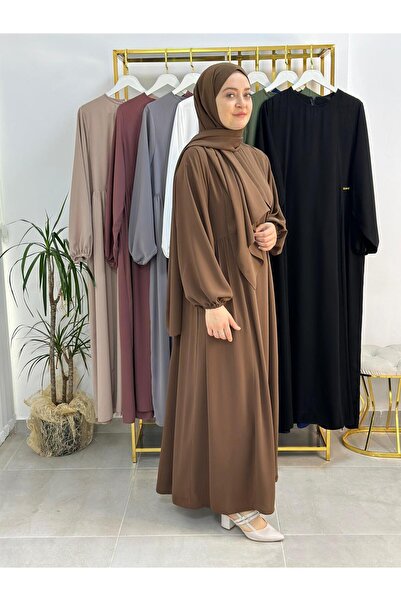 R&S modibone Σετ φορέματος με σάλι, χιτζάμπ στο πλάι (ΚΑΤΑΛΛΗΛΟ ΓΙΑ SLEDOM ΚΑΙ UMRE) χρώμα καφέ