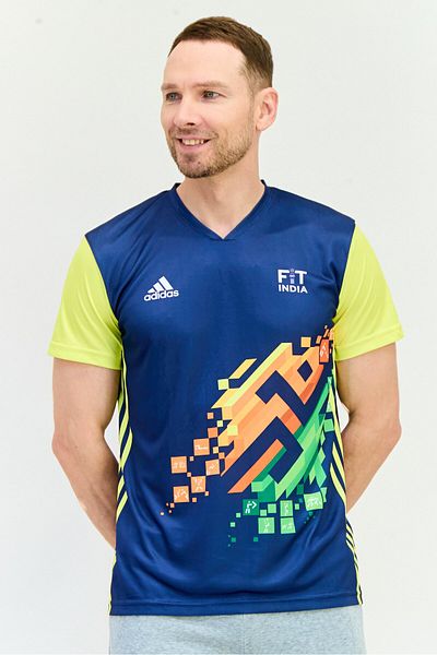 adidas Men Sportswear Fit Short Sleeves Running T-Shirt, Navy