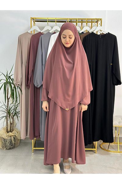 R&S modibone Σετ φορέματος Dusty Rose Souffle - Κατάλληλο για Rohali, Hajj και Umrah στο πλάι