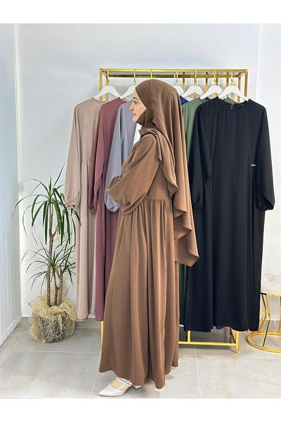 R&S modibone Σετ σουφλέ σε καφέ Ferace και Abaya - Φόρεμα στο πλάι