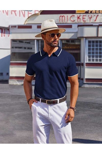 youknitwear you Tricou Maicon Polo Gât tricotaj