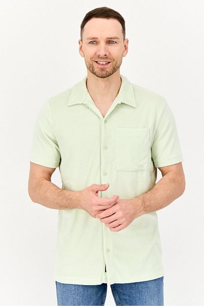 Vans Men Classic Fit Textured Short Sleeves Casual Shirt, Cream